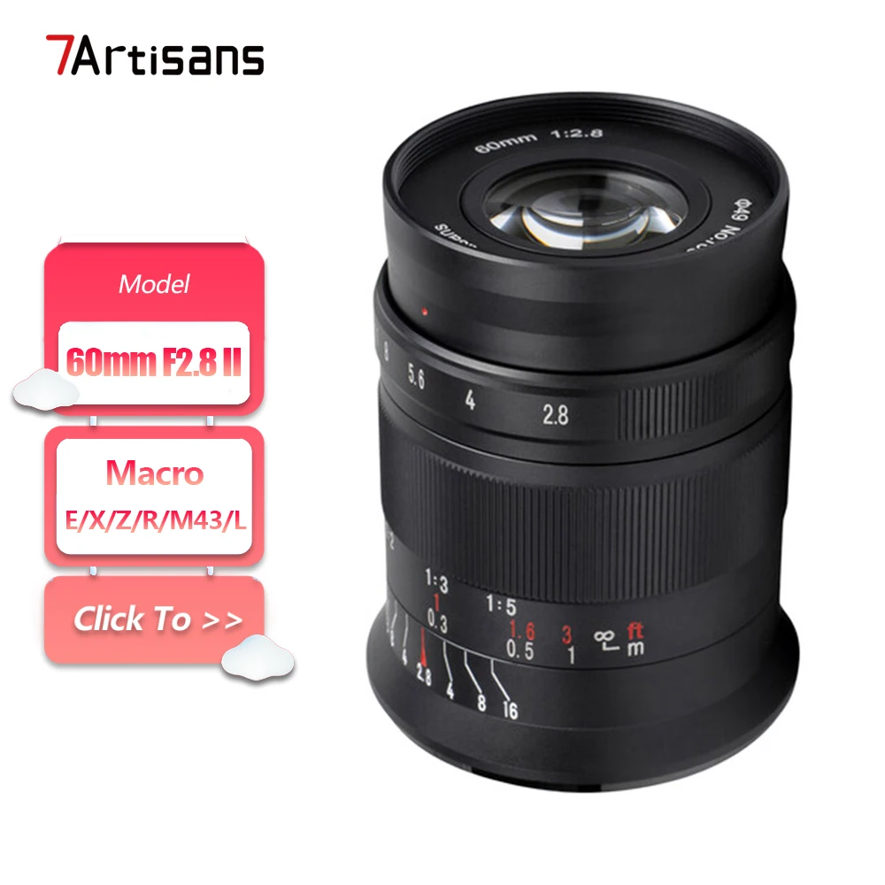 

7artisans APS-C 60mm F2.8 II Mirrorless Camera Lens for Insect Macro Photography with Sony E Nikon Z Canon RF M43 L-mount