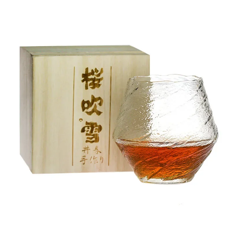 Japanese Crystal Whisky Glass Spirits Simple Glass Water Glass Drop Shaped Glass Mug Whisky Glass Cup with Box