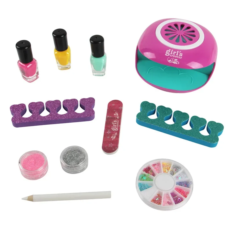 Girls Cosmetics Toys Children Simulation Cosmetics Nail Polish DIY Nail Series Family Toy Birthday Gift Set