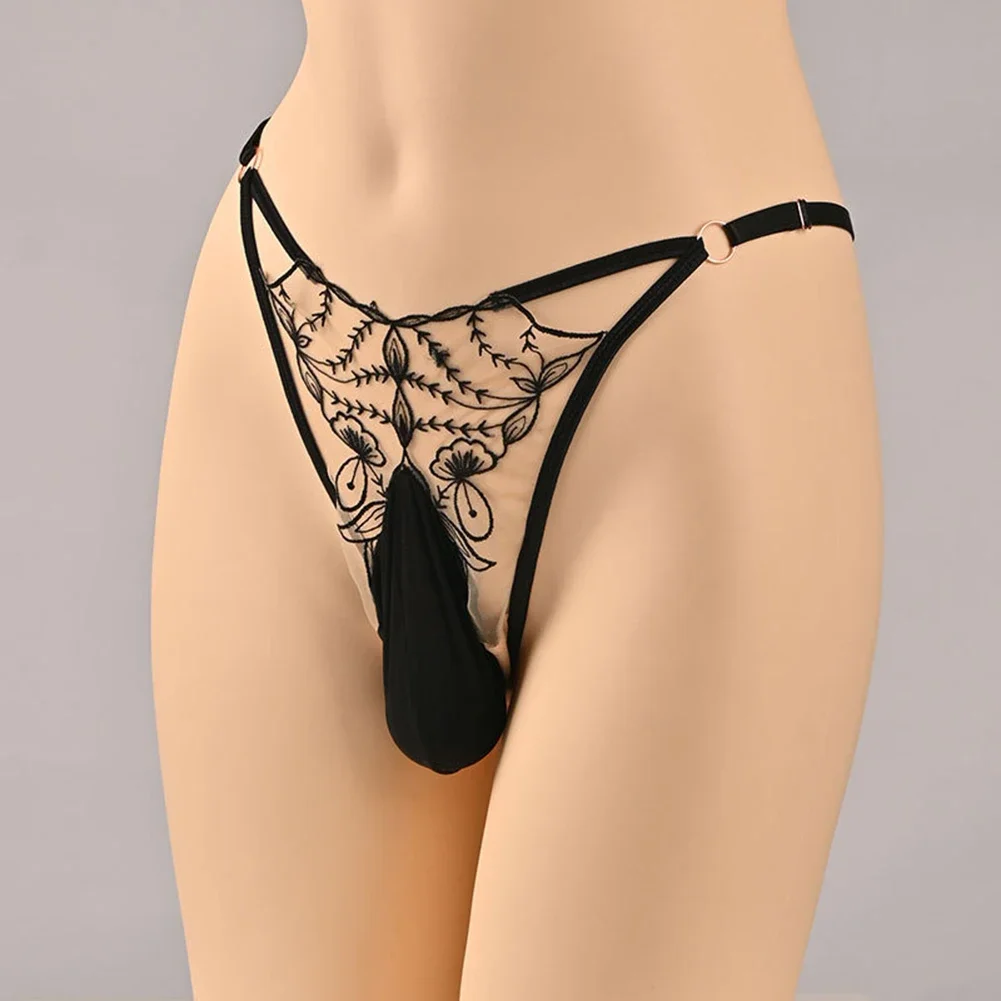 

Mens Romantic Sexy Bikini Ball Pouch T Back Lace Hollow See Through Large Underwear Sexy Tоy Mens Intimates Sissy Underpants Men