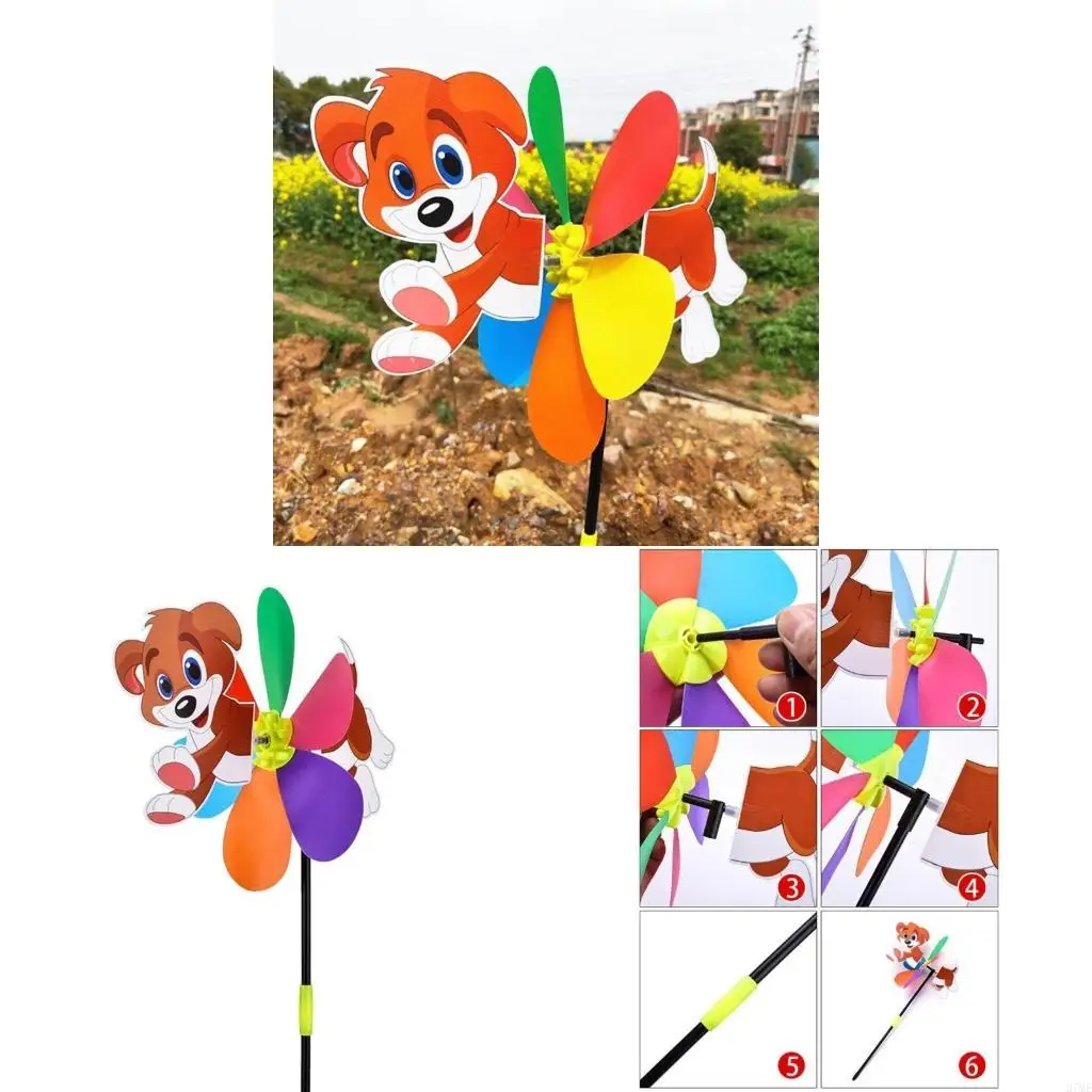 37ME Garden Pinwheels Wind Spinners Whirligigs Yard Decoration Lawn Outdoor Decorative Garden Stakes 3D Animal Windmill Toy