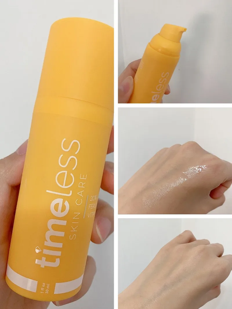 Suero de ácido ferúlico Timeless para el cuidado de la piel, suero blanqueador antiarrugas Brigin para el rostro, maquillaje a granel, 30ml, 20% de vitamina C + E, 1 caja, 2 cajas, 5 cajas