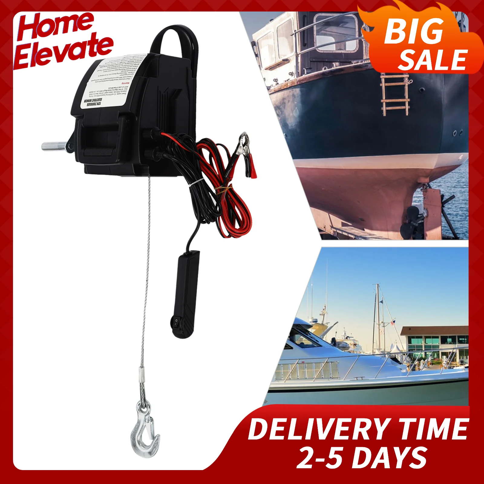 

12V Electric Winch 2000LBS Pulling Capacity 6000LBS Rolling Force for Car Truck Trailer Yacht Marine ATV Off Road Recovery