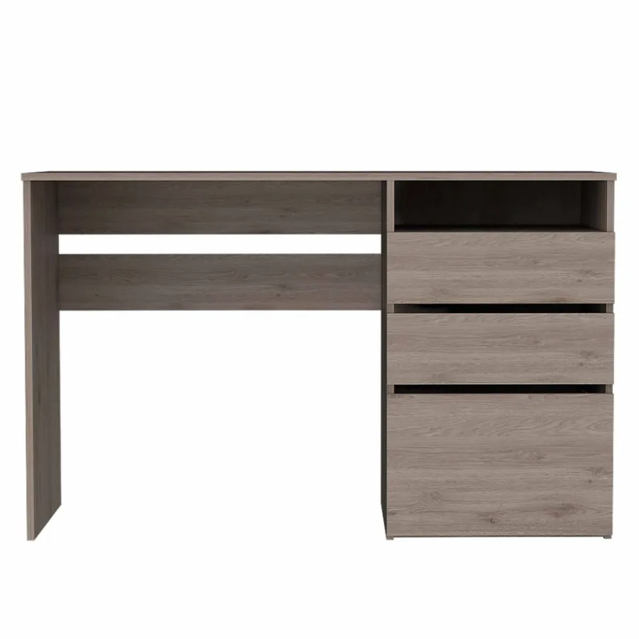 مكتب كمبيوتر Waterbury 3Drawer 1 Shelf باللون الرمادي الفاتح