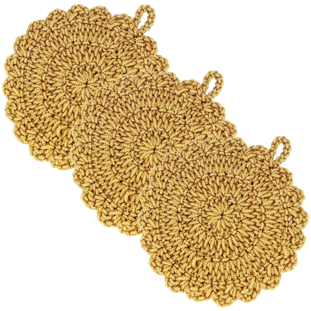 

3Pcs Durable Golden Thread Kitchen Dish Towels Easy Maintain Dishcloths Cleaning Wiping Towels Household Rags