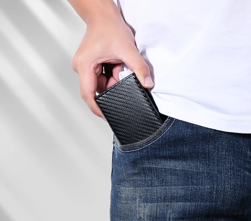 Carbon Rfid Kartenhalter Männer Frauen Airtag Brieftasche Geld Tasche Leder Geldbörse Dünne Dünne Brieftaschen Für Apple AirTags Tracker Air Tag 2023 – Detail 8