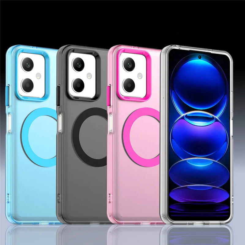 

For Poco X5 5G Case For Poco X5 X6 X7 Pro 5G Cover Translucent Candy Color Matte Magnetic Shockproof Protective Bumper