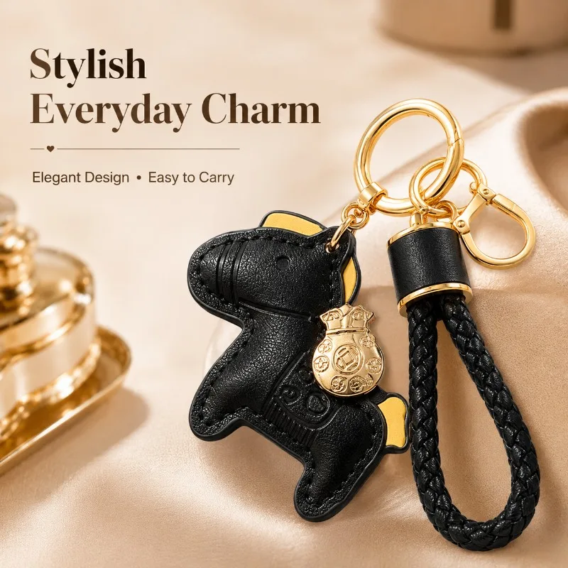 1PC Horse Handmade Leather Car Keychain Pendant, Exquisite and Simple, Personalized Keychain Rope for Men and Women