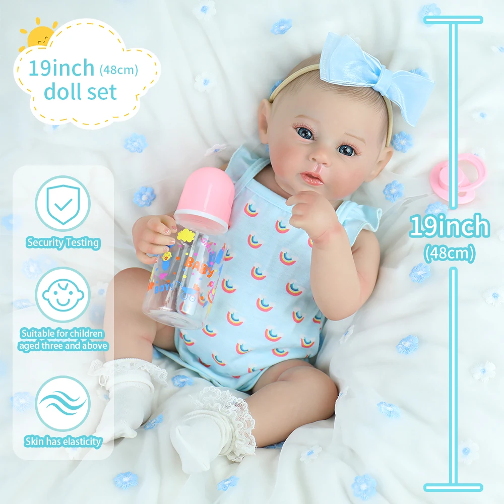 18インチ全身ビニール製リボーンドール、レイブン、洗える、3Dペイントスキン、血管が見える、新生児ベビードール、ベベリボーンおもちゃ、クリスマスプレゼント