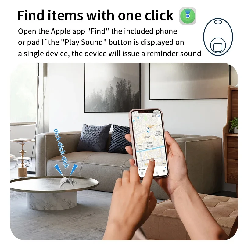 Mini Bluetooth GPS Tracker Device For IOS Apple Find My App Smart Tag Anti-Lost Reminder Key Luggage Backpack Kid Pet Finder - view 3