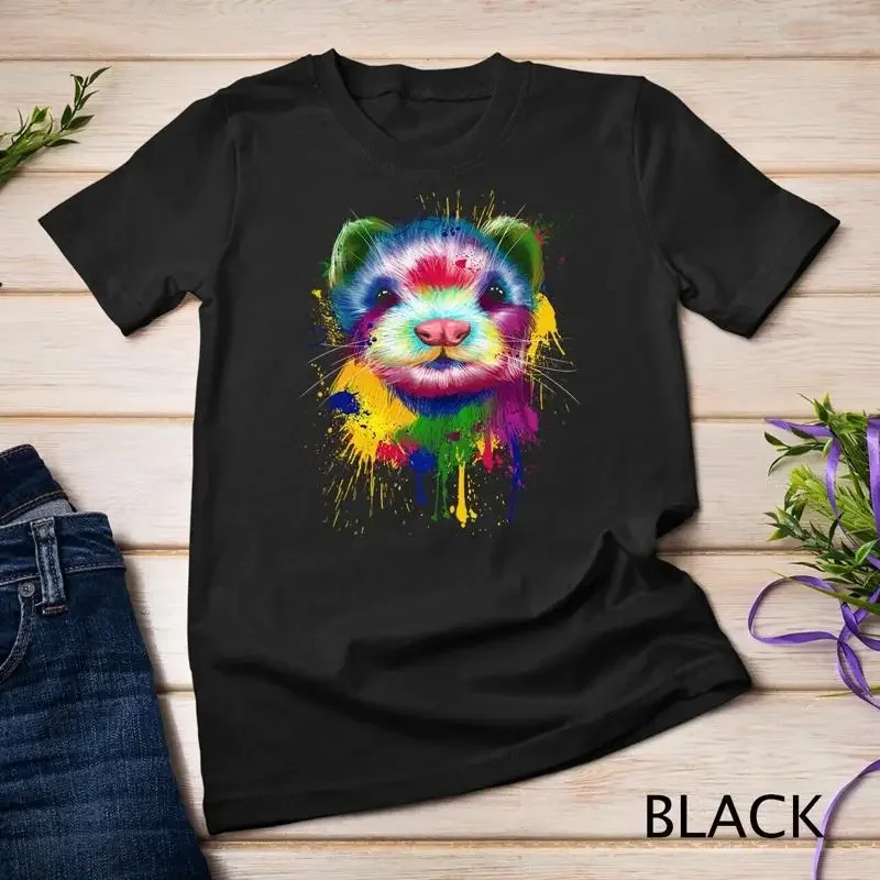 Ferret Artwork Face Hand Painting Splash Art Pet Polecat Unisex T shirt