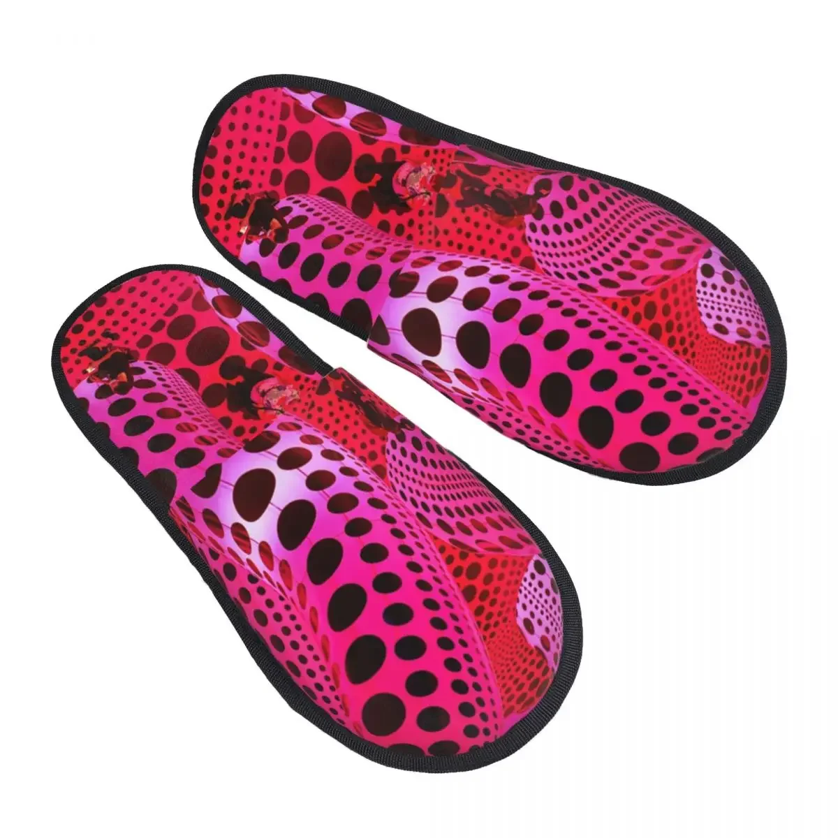 Yayoi Kusama Cozy Scuff Memory Foam Slippers Women Polkadot Pinky Spa House Shoes