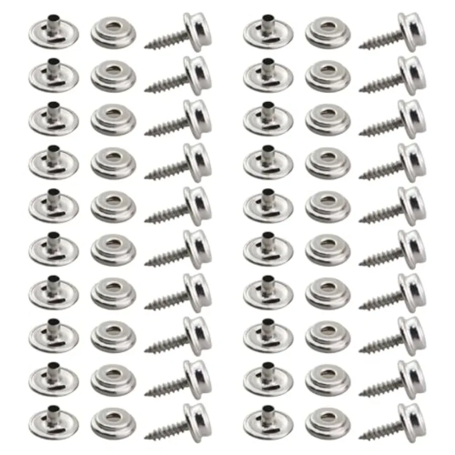 

20 Sets Canvas Buckle Kit Stainless Steel Buckles Marine Grade Buckles 15mm Silver Furniture Yacht Tent Self Tapping Screws Met