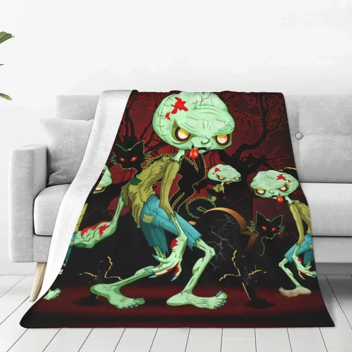 Spooky Monster Flannel Blankets Zombie Death Cross Warm Soft Throw Blanket for Travel Colorful Bedspread Sofa Bed Cover