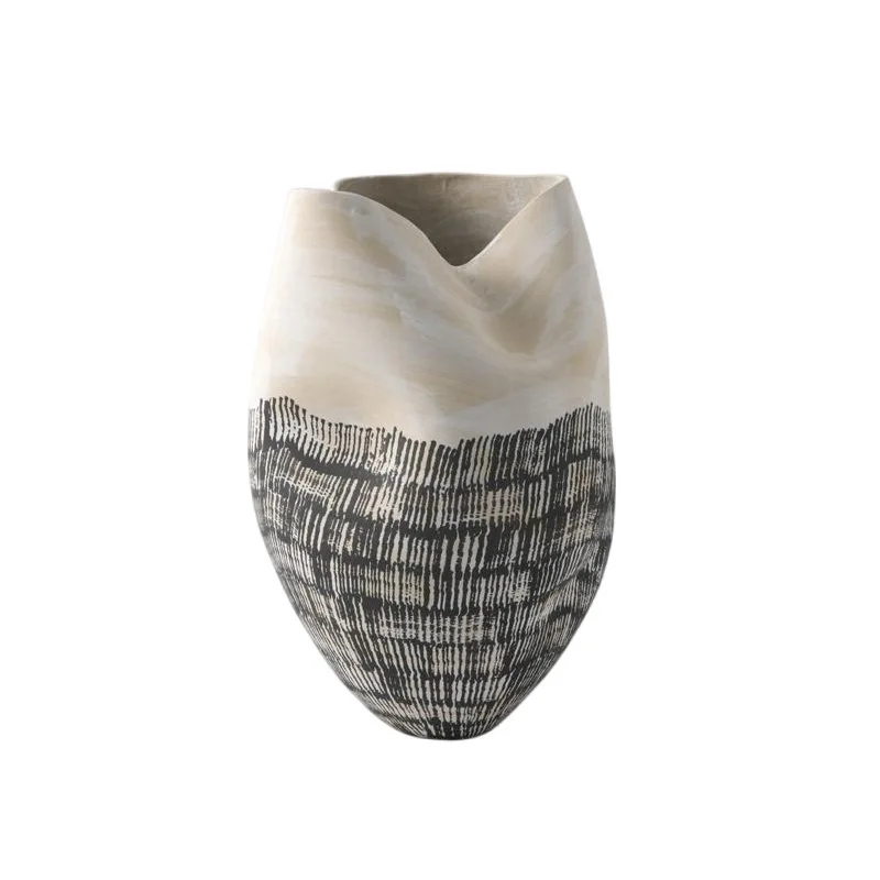 Wabi Sansan Handmade Maillard Style Ceramic Vase Art Model Room B & B Tea Room Flower Ware Special-shaped Ornament