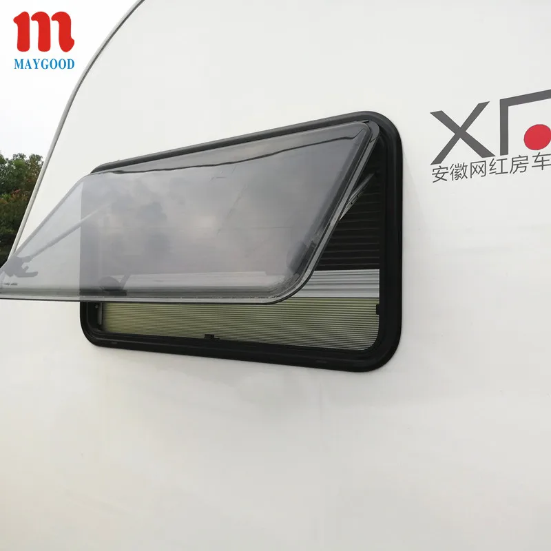 Popular 2026 900*600mm Aluminum Frame Push Out Window With Sunshade And Curtain For RV Camper
