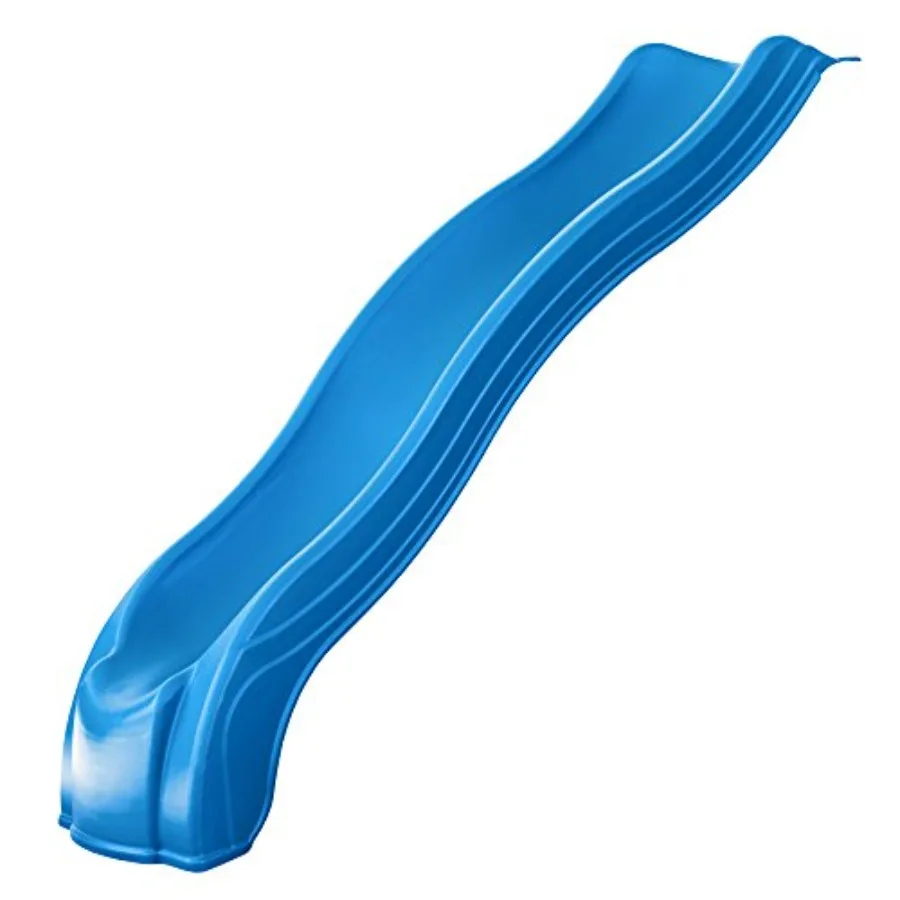 

8Foot Long Blue Plastic Outdoor Wave Slide for 4Foot Swing Set Decks Durable and Fun Wave Design Ideal for Backyard Play Areas