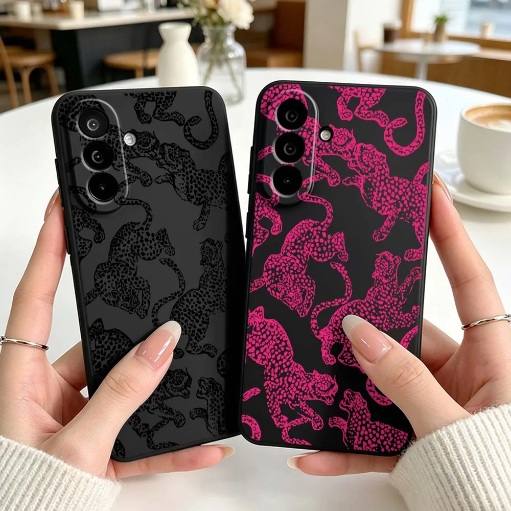 

Luxury Leopard Pattern Phone Case For Samsung Galaxy A71 A56 A55 A54 A53 A51 A50 A41 A40 A20e A16 A06 A05 Black Cover