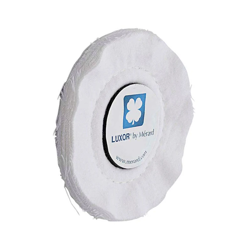 Luxor Merard MOC2 Roda de Flanela de Algodão Branca Extra Macia para Polimento e Acabamento Espelhado Final de Joias, 6 polegadas 26 camadas, 4 polegadas 17 camadas