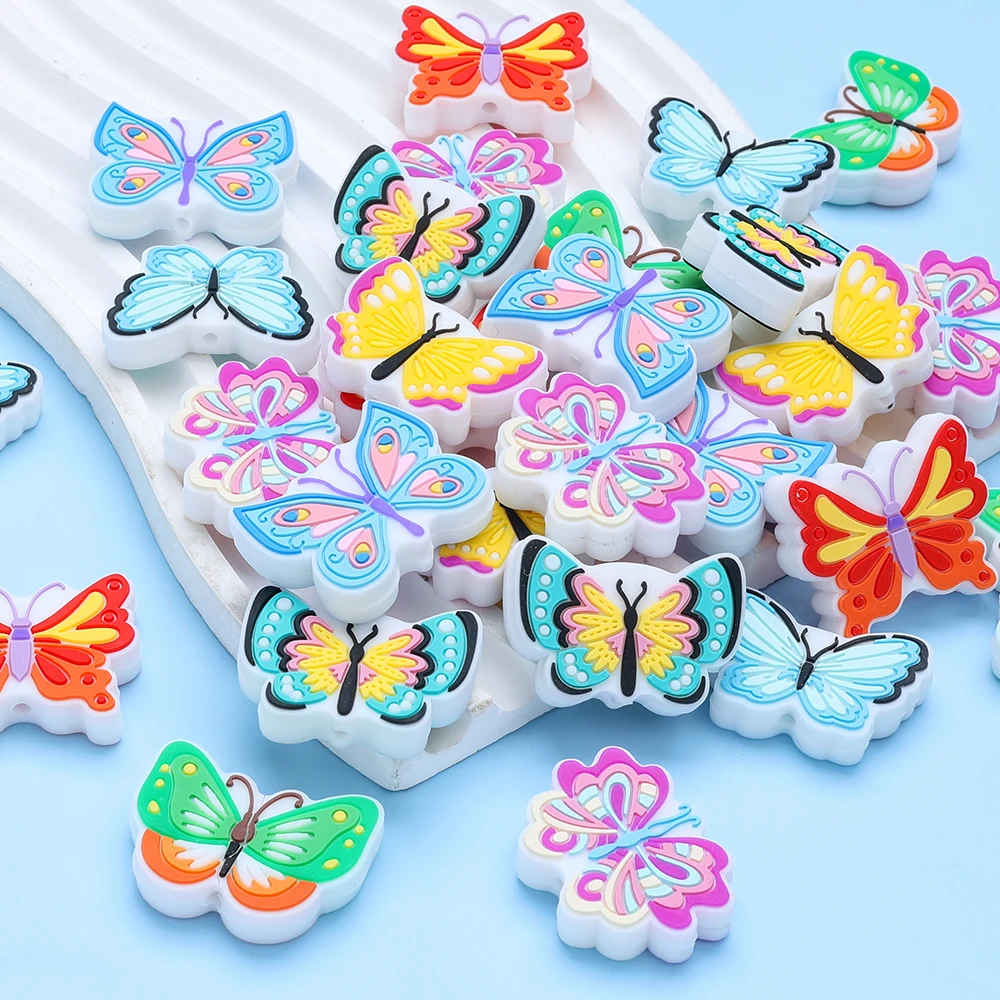 5Pcs Butterfly Shaped Food Grade Silicone Beads For Handmade DIY Baby Pacifier Chain Jewelry Accessories Making Materials