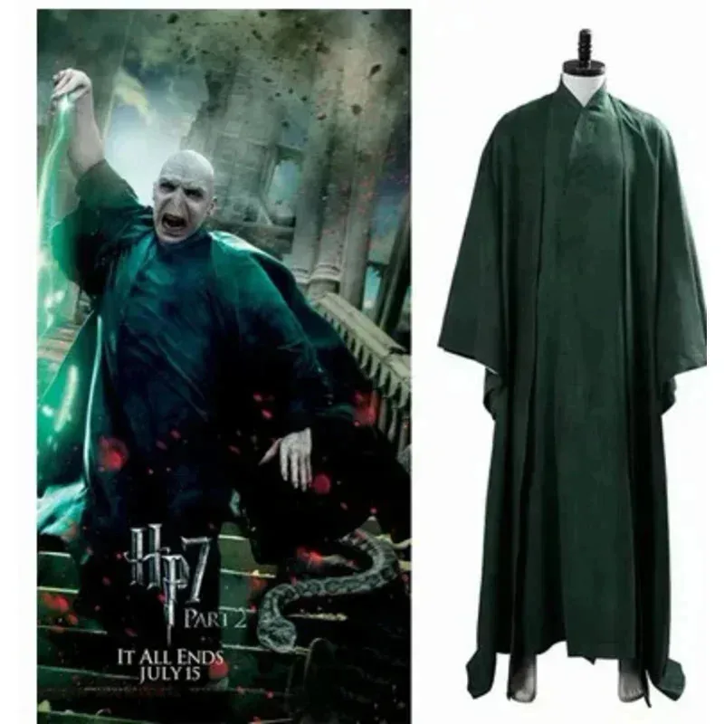 Nuevo 2026 ♥ Disfraz de Halloween de la Escuela de Magia y Hechicería de Potter, Túnica de Cosplay de Voldemort, Capa, Tocado, Mago Adulto C