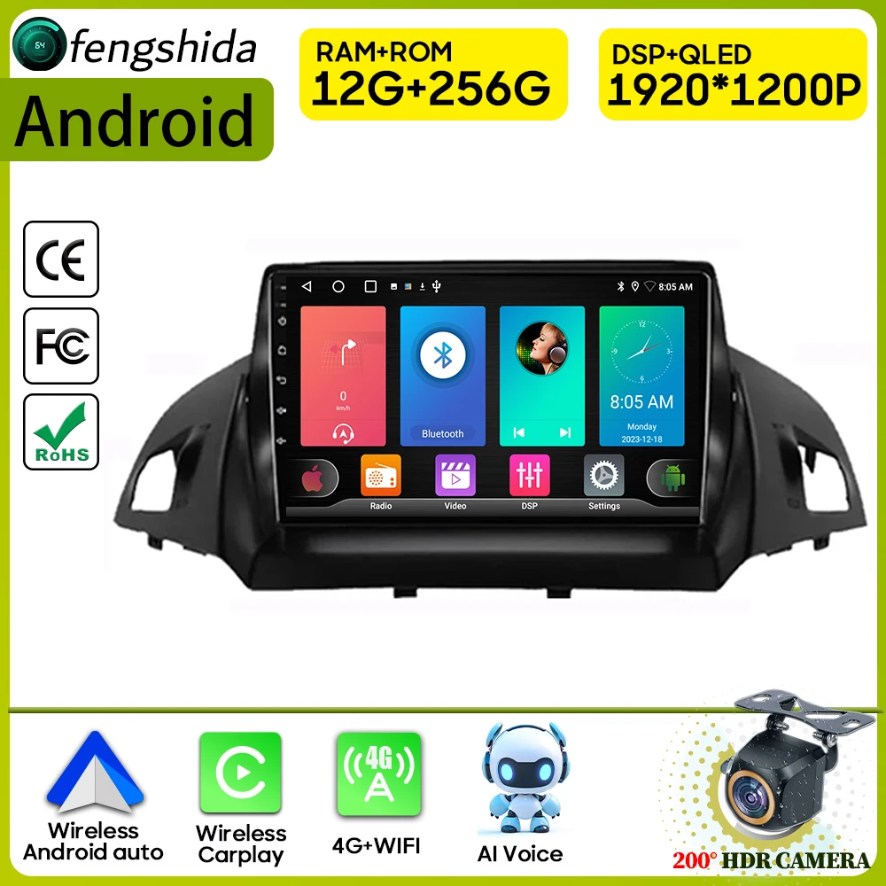 

Car Radio Carplay For FORD C-MAX KUGA 2 ESCAPE 3 2012-2019 Navigation GPS Android Auto Multimedia Player 4G Wifi Stereo No 2din