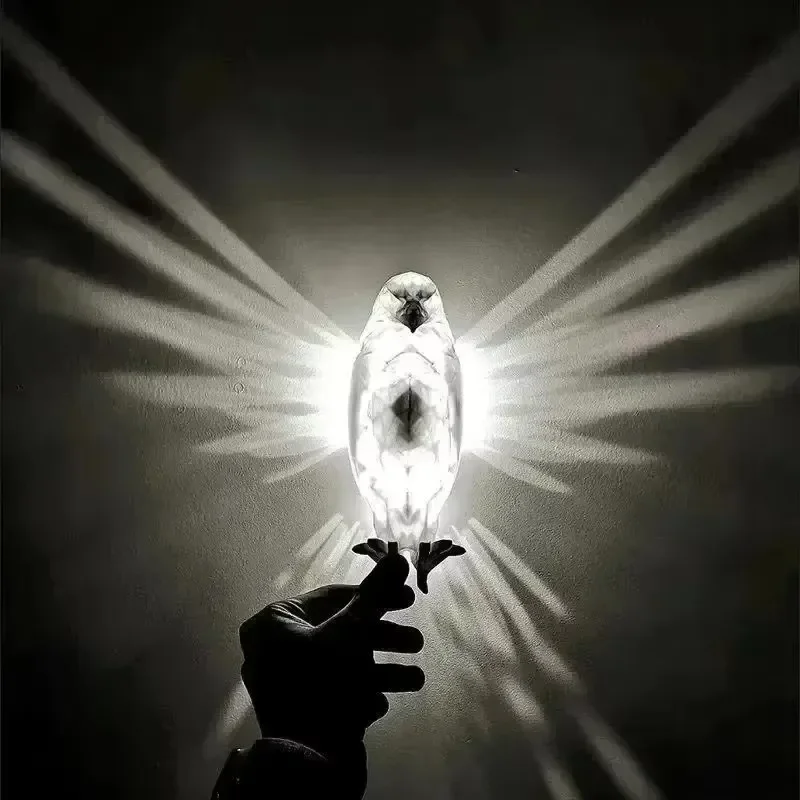 Creative Xmas Wall Lamp Owl Eagle Shape Projector Modern Atmosphere Sconce Light 3D Print Body Animal Lighting Lustre Halloween