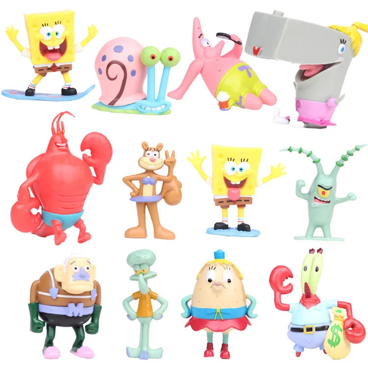 12pcs/set Spongebob Patrick Figure Collection Model Toys