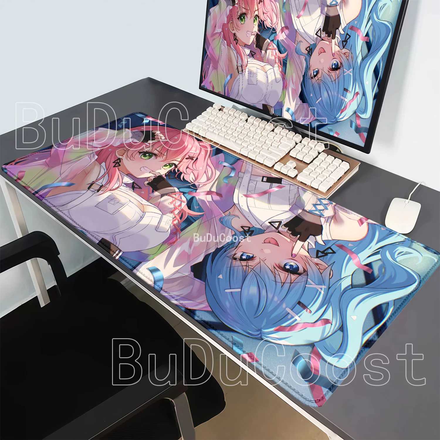 Larger Hoshimachi Suisei Hololive Mousepad Overlock Keyboard Office Mouse Pad Computer Non-slip HD Printing Anime Girl Desk Mat