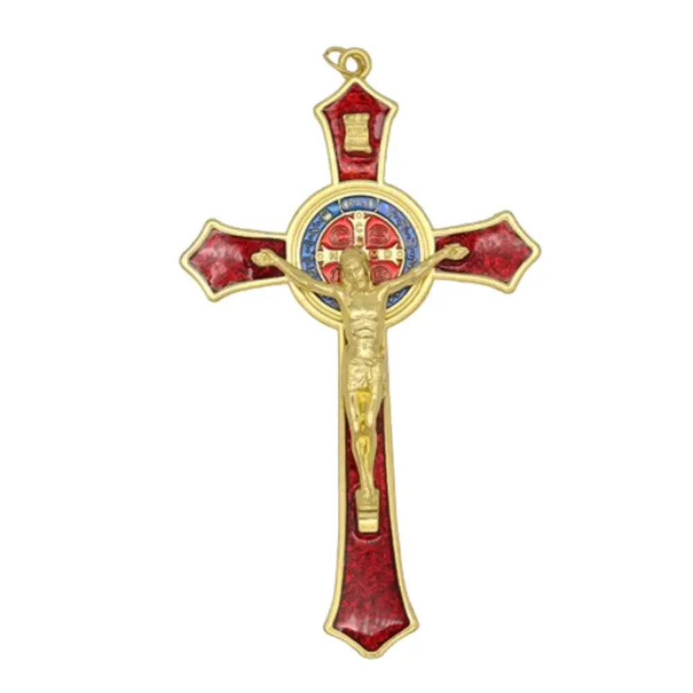 Catholic Saint Crucifix Pendant Prayer Alloy Christ Handmade Necklace Religious Charm Medal Vintage Religious Decoration