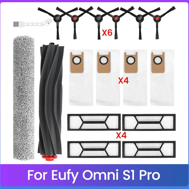 

ABZY-17 шт. для Eufy Omni S1 Pro робот-пылесос, запасные части, основная щетка, боковая щетка, моющийся фильтр, швабра для пылесборника