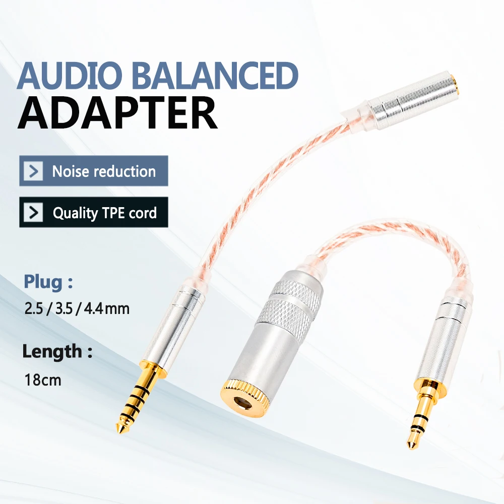 Jack Male 3.5MM to 4.4MM 2.5MM Female Balanced Conversion plug Cable for HiFi Balanced Interconversion AUX Audio Line Adapter