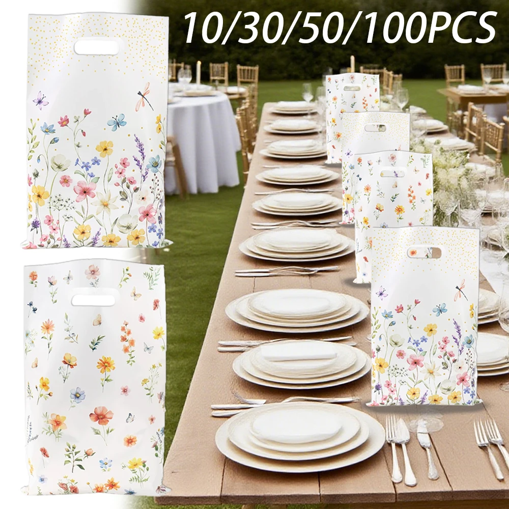 

10/30/50/100PCS Handbag Candy Bag Wildflower Spring Birthday Party Gift Packing Bag 1st Birthday Baby Shower Girl Party Supplies