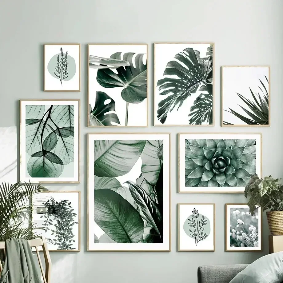 Minimalist Nordic Tropical Plants Agave Monstera Canvas Painting Wall Art Posters Prints for Living Room Decor Nature Inspire