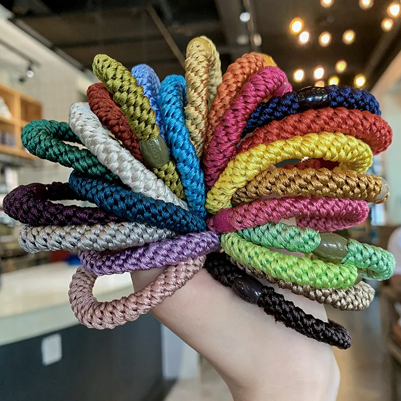 Girl Colorful Thick Hair Rubber Bands High Elastic Scrunchie Women  Ponytail Holder Hair Tie Rope Simple Hairbands Headdress