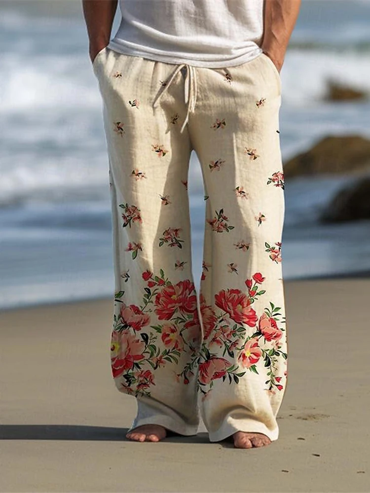 

New Autumn Fresh Floral 3D Printed Men's Casual Trousers, Harajuku Street Fashion Versatile Men's Trousers, Simple And Versatile