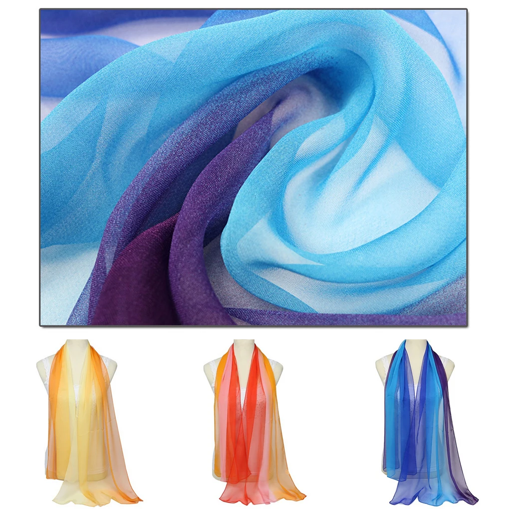 Lady Gradient Shawl Fashion Portable Shoulder Scarf Bandana Decorative