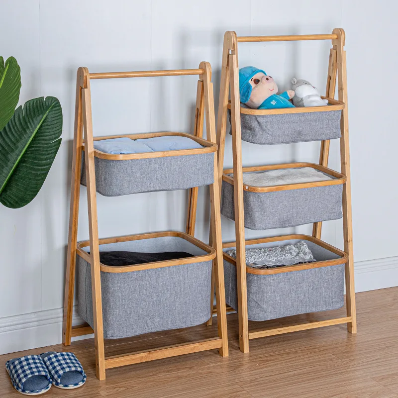 

Foldable Bamboo Laundry Rack, Multi-Layer Fabric Bins for Home Dirty Laundry Space-Saving & Portable, Breathable & Easy!