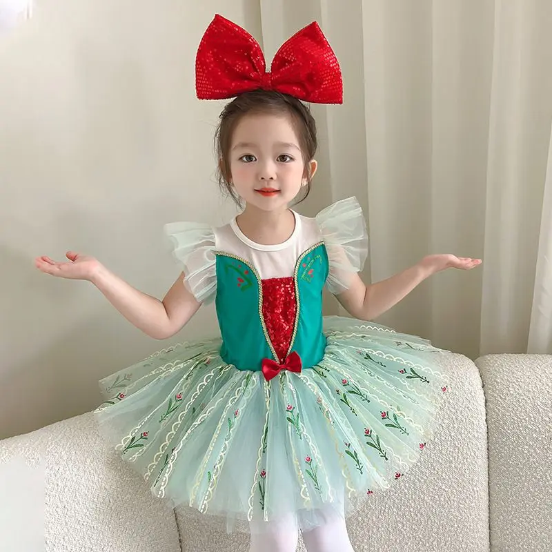 Disney Princess Mermaid Summer Style Girl Ballet Dress Practice Dress Baby Girl Performance Dress Princess Dress