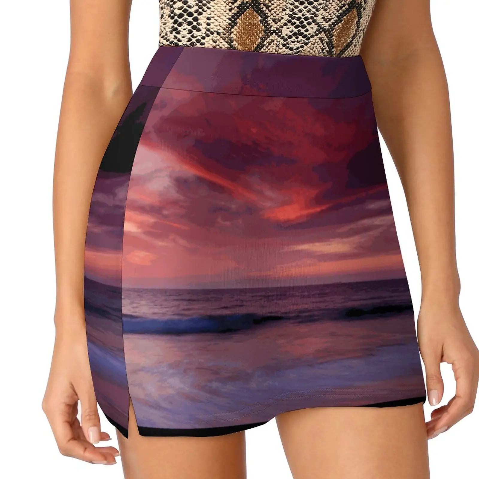 Phoenix Flying Skirts Woman Fashion 2022 Pant Skirt Mini Skirts Office Short Skirt Sunset Sunrise Dusk Dawn Indian Ocean