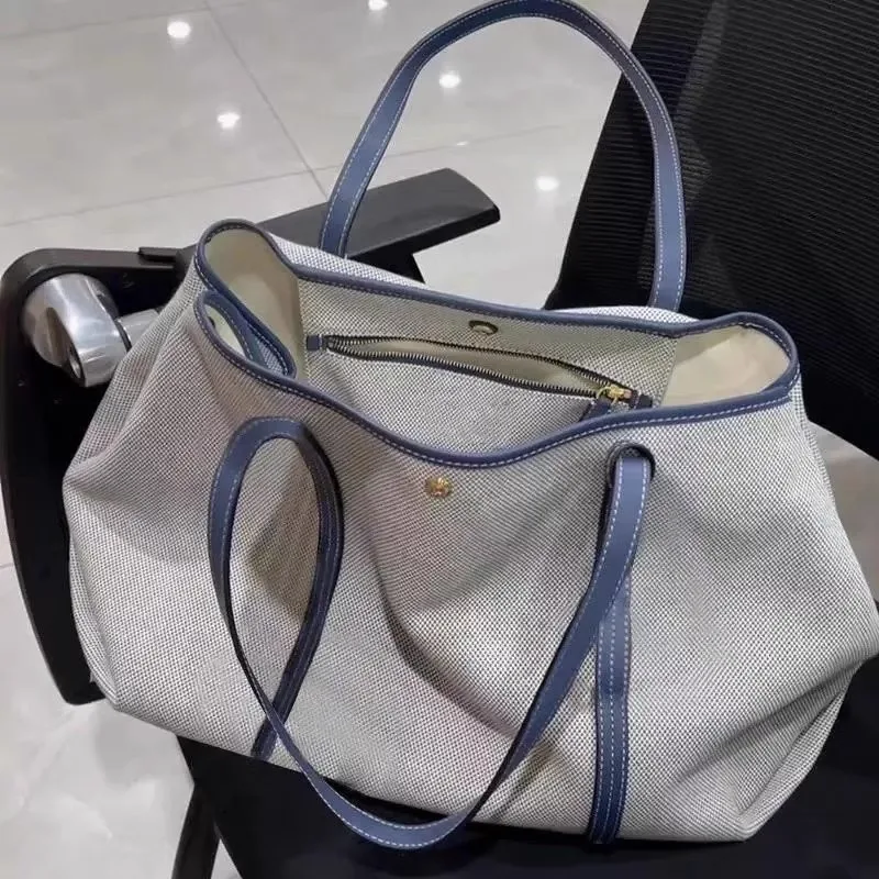 Large Capacity Canvas Tote Bag Simple Fashion Single Shoulder Commuter Bag Quality Handbag Sweet College Style Soft Fabric