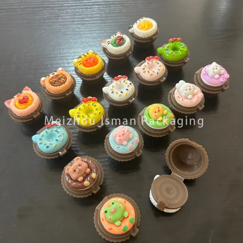 

50Pcs Plastic Cup Cake Shape Empty Lovely Cosmetic Lip Balm Jars Packaging Cute Kids Lipstick Case Lip Scrub Container 3g