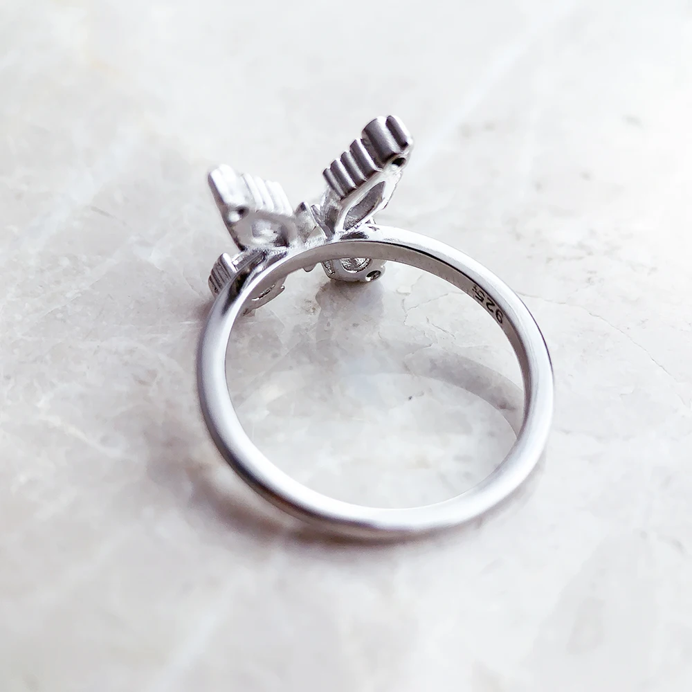 Ring Happy Butterfly White Stones Europe Fine Jewerly For Women Summer Romantic Gift In 925 Sterling Silver image 5