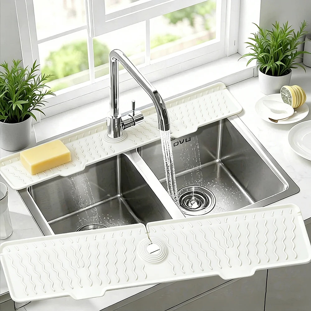 

Силиконовый коврик-поддон для смесителя (1 шт.), кухонный коврик для сушки посуды, предотвращающий проливание, противоскользящий, с защитой от брызг