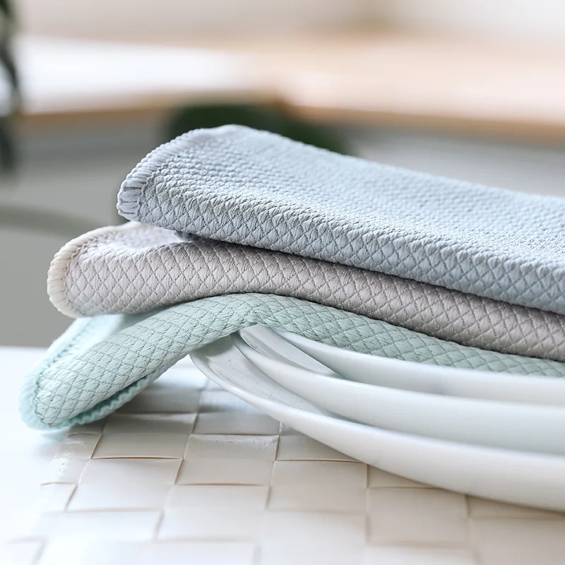 2317 Special Fish Scale Dipper Cleaning Cloth for Wipe Glass Kitchen Oil-removing Seamless Absorbent Towel Hair Oil-free