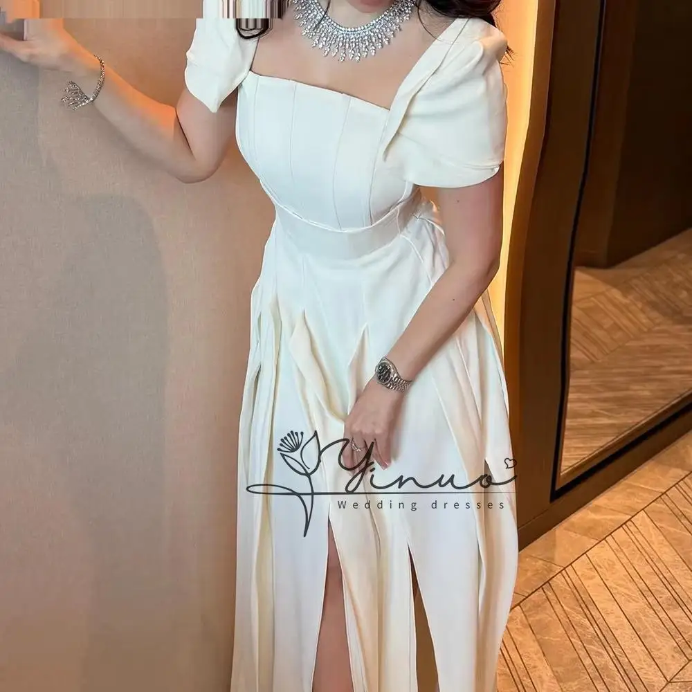 Customized  A-line Evening Dresses Floor-length Square Collar Sleeveless Prom Dresses Simple Fashion Draped Casual - view 3