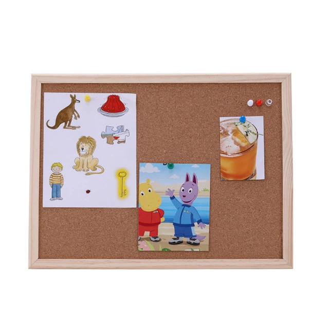 Cork Wood Wall Hanging Bulletin Board Announcement Message Photo Display Memo Frame Board Home Office School DIY Decoration 4