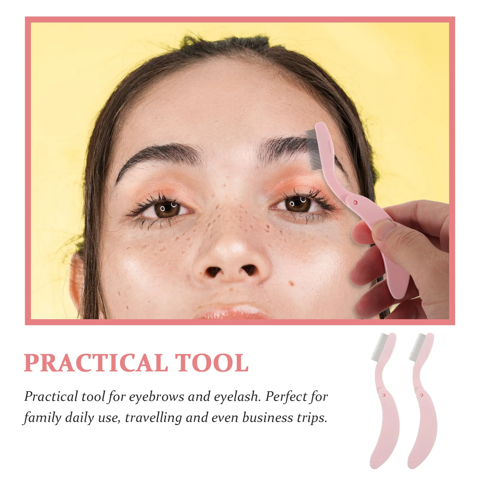 2Pcs Eyebrow Eyelash Brush Comb Portable Makeup Tool Multifunctional Grooming Brush for Home Salon Travel Face Makeup Tool