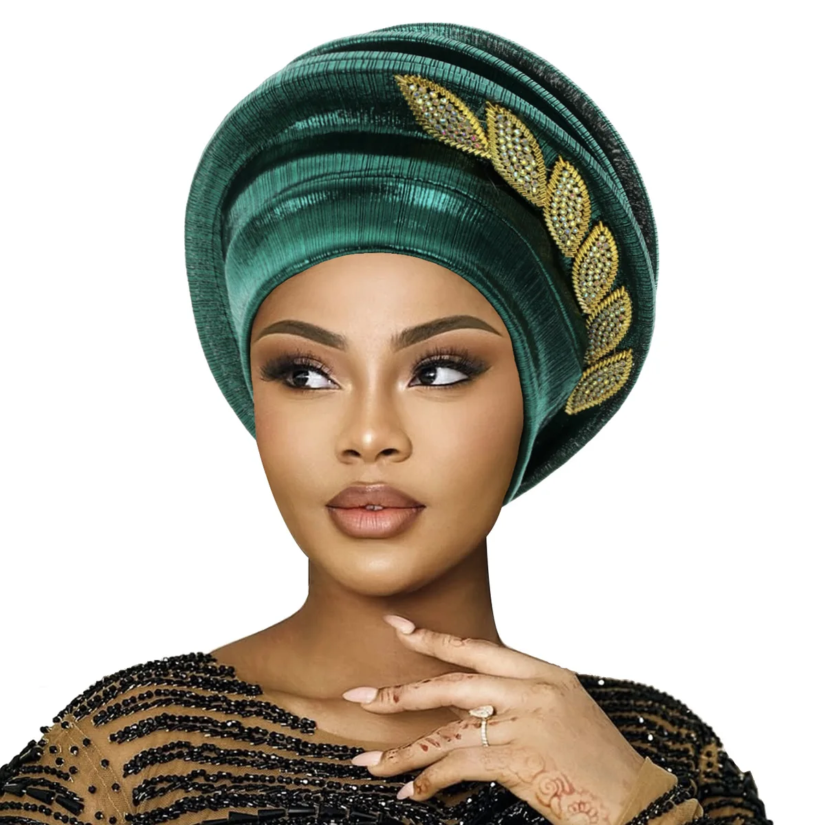 2026 New African Headtie Turban Nigeria Auto Gele Head Wraps Auto Gele Women's Turban Cap Wedding Geles Muslim Head Wraps Bonnet