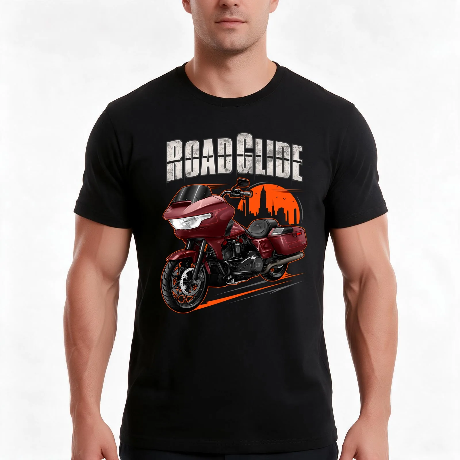 Motorcycle Road Glide CVO 2024 (Scorched Chrome Copperhead) for Motorcycle Riders T-Shirt, Summer Casual Cotton Tee, 100% Cotton